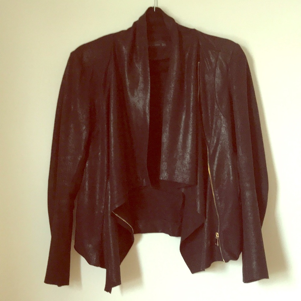 Faux suede shiny black jacket